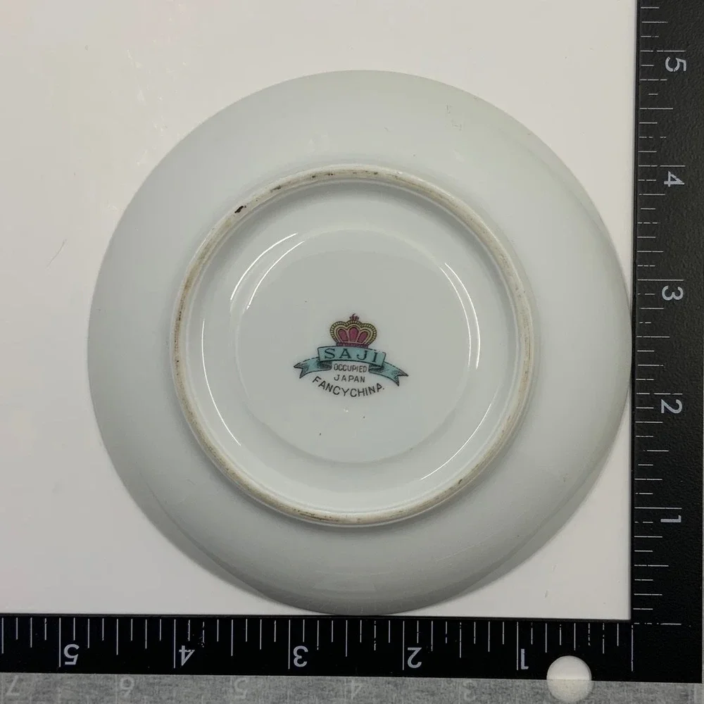 Vintage Saji Occupied Japan Fancy China Porcelain Purple Violets Saucer 4.75in